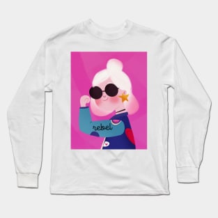 Rebel girl cute portrait Long Sleeve T-Shirt